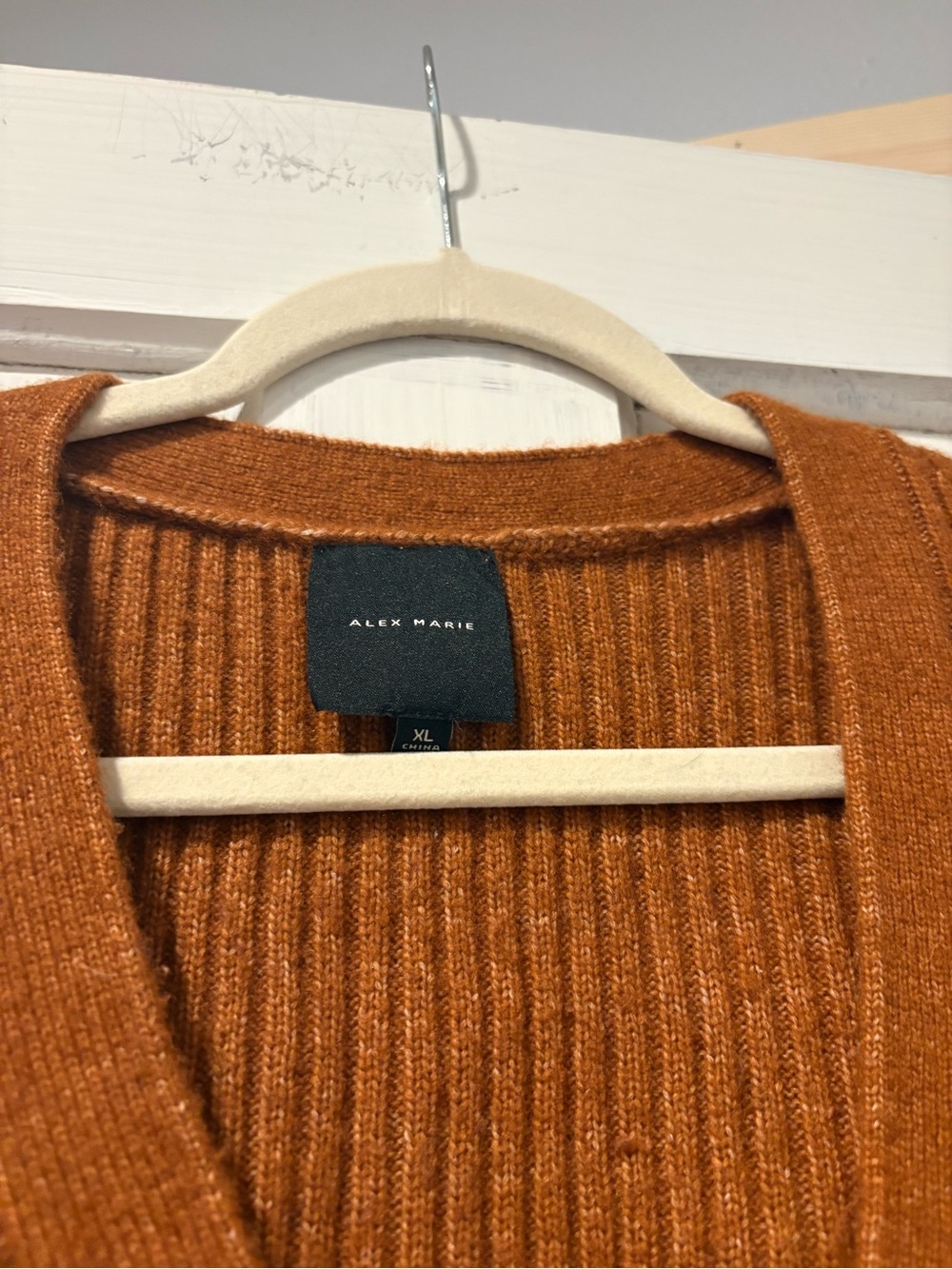Alex Marie Rust Orange Ribbed Button-Front Cardigan - Picture 3 of 3